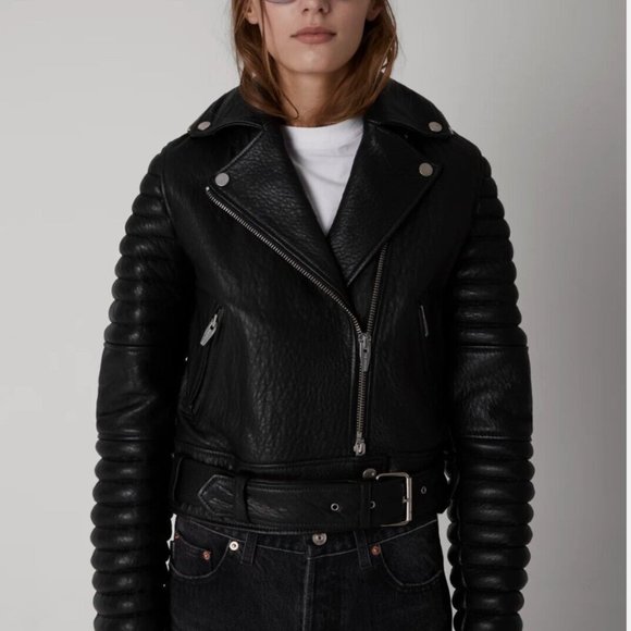 The Arrivals - Rainier Black Lamb Leather Jacket w/ Fur - Small